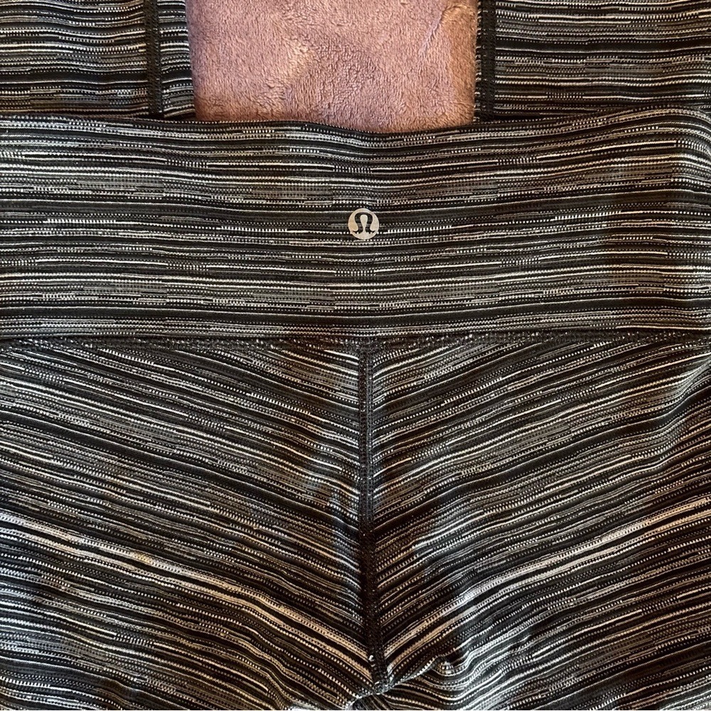 Lululemon Wunder Under Crop High Rise Leggings Space Dye Black Grey White Size 4 - Picture 3 of 5